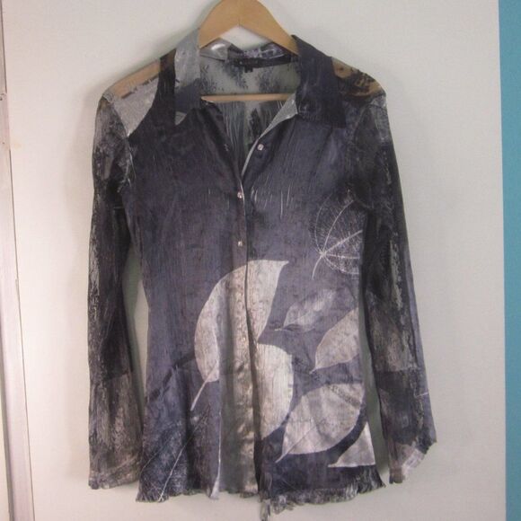 Komarov Womens Size M Button Up Blouse with Lace Up Back - Picture 2 of 14